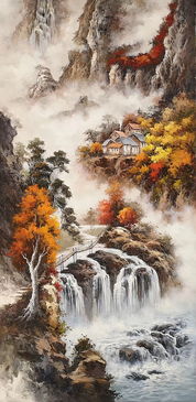精品山水風景油畫